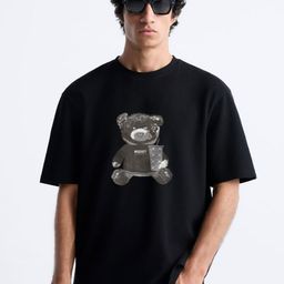 MISCHIEF MONKEY Round Neck Graphic Printed Cotton Oversized T-shirt-image-40