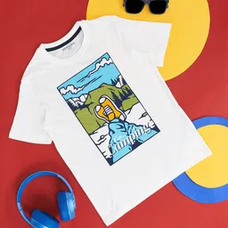Pantaloons Junior Boys Graphic Printed Cotton T-shirt-image-89