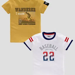 BAESD Boys Pack Of 2 Typography Printed Pure Cotton Casual T-shirt-picture-13