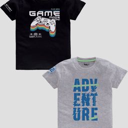 BAESD Boys Pack Of 2 Typography Printed Pure Cotton T-shirt-image-99