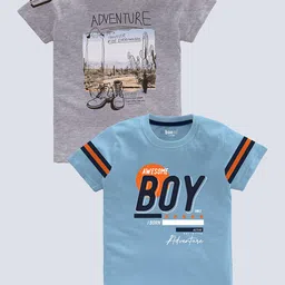 BAESD Boys Pack Of 2 Typography Printed Pure Cotton T-shirt-picture-19