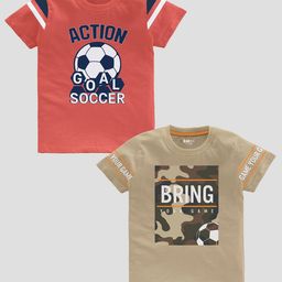 BAESD Boys Pack Of 2 Typography Printed Pure Cotton T-shirts-image-80