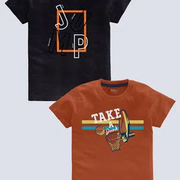 BAESD Boys Pack of 2 Typography Printed Round Neck Short Sleeves Pure Cotton T-shirt-picture-29