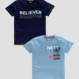 BAESD Boys Pack Of 2 Typography Printed Pure Cotton T-shirt-picture-32