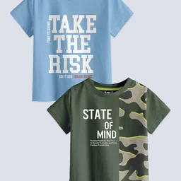 BAESD Boys Pack Of 2 Typography Printed Pure Cotton Casual T-Shirt-picture-13