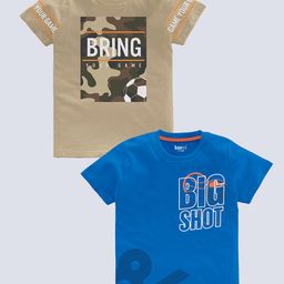 BAESD Boys Pack Of 2 Typography Printed Pure Cotton T-shirt-image-29