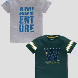 BAESD Boys Pack Of 2 Typography Printed Round Neck Cotton T-shirt-36