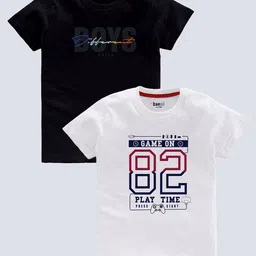 BAESD Boys Pack Of 2 Typography Printed T-shirt-image-85