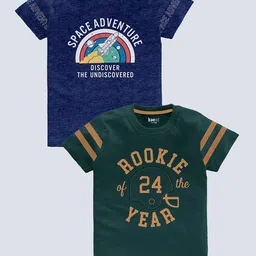 BAESD Boys Pack Of 2 Typography Printed Pure Cotton T-shirt-picture-28
