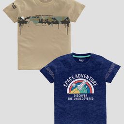 BAESD Boys Pack Of 2 Typography Printed Pure Cotton Casual T-shirt-image-77