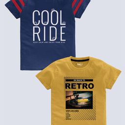 BAESD Boys Pack Of 2 Typography Printed Pure Cotton T-shirt-image-90