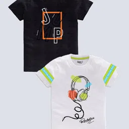 BAESD Boys Pack Of 2 Typography Printed Pure Cotton T-shirt-picture-44