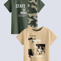 BAESD Boys Pack Of 2 Typography Printed Pure Cotton Casual T-Shirt-image-88