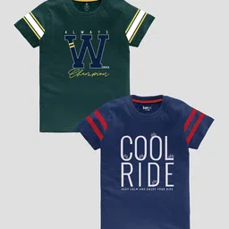 BAESD Boys Pack Of 2 Typography Printed Pure Cotton T-shirt-picture-39