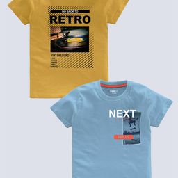 BAESD Boys Pack Of 2 Typography Printed Pure Cotton T-shirt-image-89