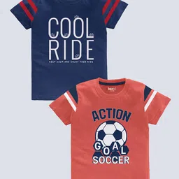 BAESD Boys Pack Of 2 Typography Printed Pure Cotton T-shirt-picture-44