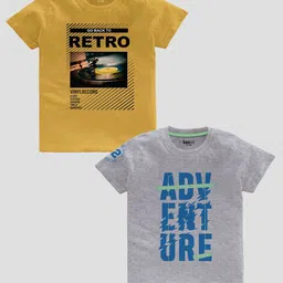 BAESD Boys Pack Of 2 Typography Printed Pure Cotton T-Shirt-image-81