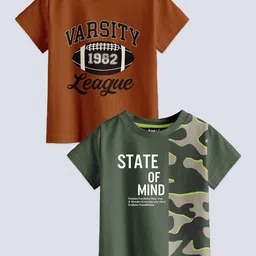 BAESD Boys Pack Of 2 Typography Printed Cotton T-shirt-picture-46