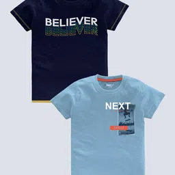 BAESD Boys Pack Of 2 Typography Printed Pure Cotton T-shirt-image-71