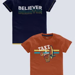 BAESD Boys Pack Of 2 Typography Printed Cotton T-shirt-picture-36