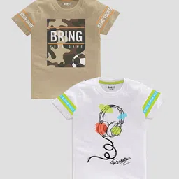 BAESD Boys Pack Of 2 Printed Short Sleeves Pure Cotton T-shirt-image-92