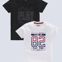 BAESD Boys Pack Of 2 Typography Printed T-shirts-image-95