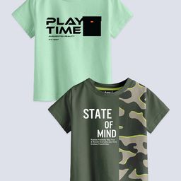 BAESD Boys Pack Of 2 Typography Printed Pure Cotton T-shirt-picture-35