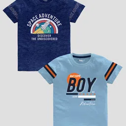BAESD Boys Pack Of 2 Typography Printed Pure Cotton Casual T-shirt-picture-0