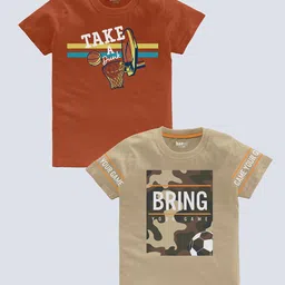 BAESD Boys Pack Of 2 Typography Printed Pure Cotton T-shirt-image-81
