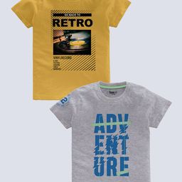 BAESD Boys Pack Of 2 Typography Printed Pure Cotton T-shirt-image-84