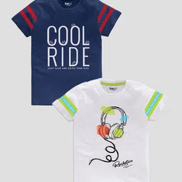 BAESD Boys Pack Of 2 Typography Printed Pure Cotton T-Shirt-picture-43