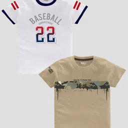 BAESD Boys Pack Of 2 Typography Printed Pure Cotton T-shirt-picture-8