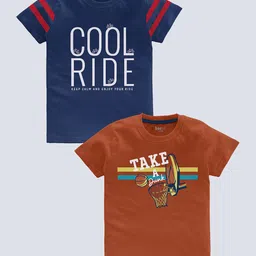 BAESD Boys Pack Of 2 Typography Printed Pure Cotton T-shirt-picture-15