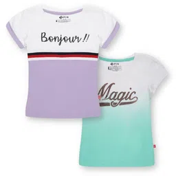 3PIN Girls Pack Of 2 Typography Printed Pure Cotton T-shirt-picture-26