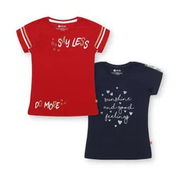 3PIN Girls Pack Of 2 Typography Printed Pure Cotton T-shirt-picture-35