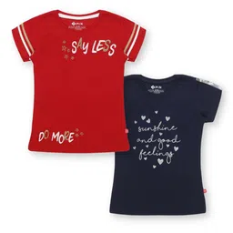 3PIN Girls Pack Of 2 Typography Printed Pure Cotton T-shirt-picture-50
