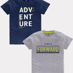 CODEZ Boys Pack Of 2 Typography Printed Round Neck Cotton T-shirts-73