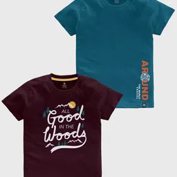 CODEZ Boys Pack OF 2 Typography Printed Cotton T-shirt-image-84