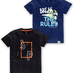 CODEZ Boys Pack of 2 Typography Printed Cotton T-shirts-61