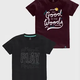 CODEZ Boys Pack OF 2 Typography Printed Cotton T-shirt-image-101