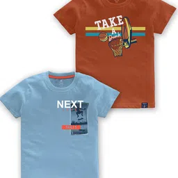 CODEZ Boys Pack Of 2 Typography Printed Round Neck Cotton T-shirt-image-59