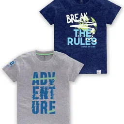 CODEZ Boys Multicoloured Typography 2 Printed Applique T-shirt-30