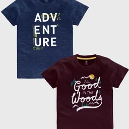 CODEZ Boys Pack OF 2 Typography Printed Cotton T-shirt-image-86