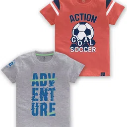 CODEZ Boys Pack Of 2 Typography Printed Round Neck Cotton T-shirt-image-52