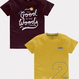 CODEZ Boys Pack OF 2 Typography Printed Cotton T-shirt-image-98