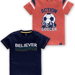 CODEZ Boys Pack Of 2 Typography Printed Round Neck Cotton T-shirt-image-58