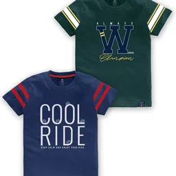 CODEZ Boys Pack Of 2 Typography Printed Round Neck Cotton T-shirt-image-56