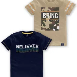 CODEZ Boys Pack Of 2 Typography Printed Round Neck Cotton T-shirt-19