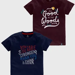 CODEZ Boys Pack Of 2 Typography Printed Cotton T-shirt-image-88