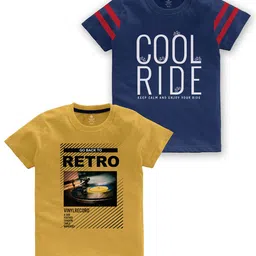CODEZ Boys Pack Of 2 Typography Printed Round Neck Cotton T-shirt-image-70